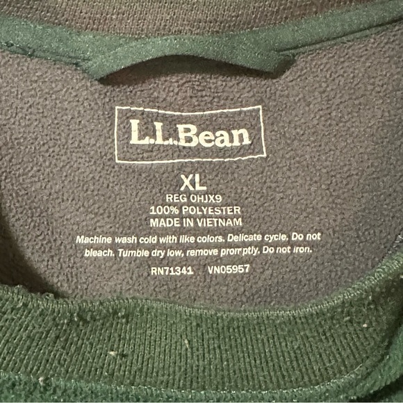 L.L. Bean Mens Size XL Heavy Fleece Blank Green Pullover‎ Sweater - Picture 4 of 6